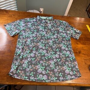 Men’s Swannies Golf Chase Polo graphite gray Floral Patterned polo shirt xxl